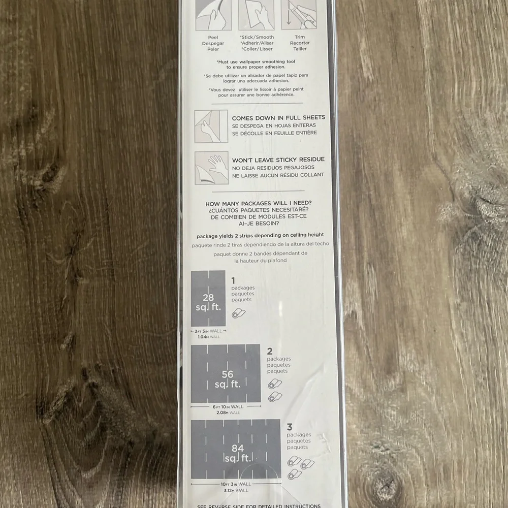 1 Unopened Roll and 1 Partial Roll Peel and Stick Wallpaper White Washed Plank